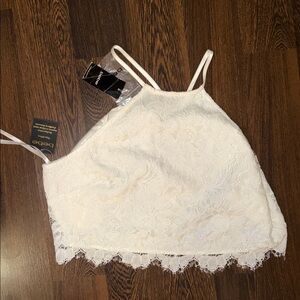 NWT Bebe Ivory Lace BACKLESS crop